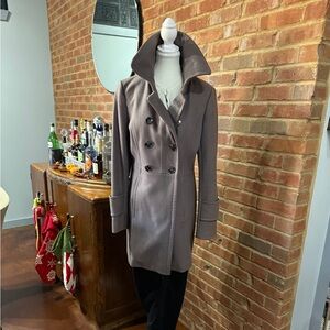 Kenneth Cole Reaction Collared Button-up Lined Grey Wool Blend Jacket w/pockets